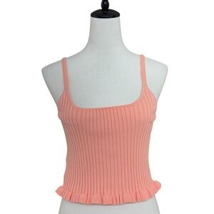 (NWT)BCBG Generation Ribbed Knit Cami Top XS
Peach Pink Ruffle Hem Cropped Tank